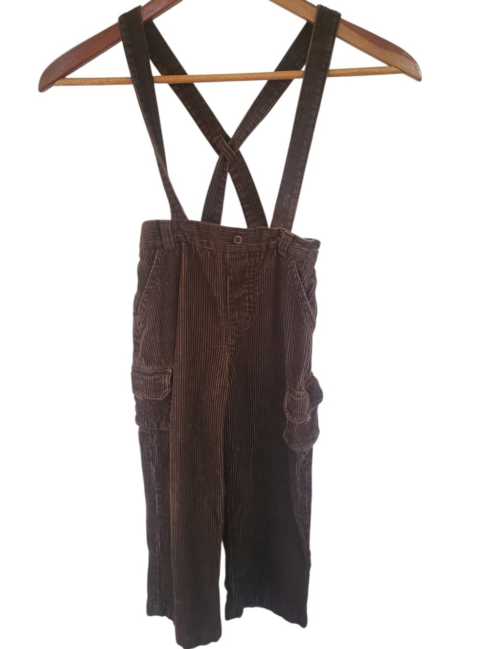 Vintage Toddler's Little Bitty Chocolate Brown Corduroy Suspender Pants 4T